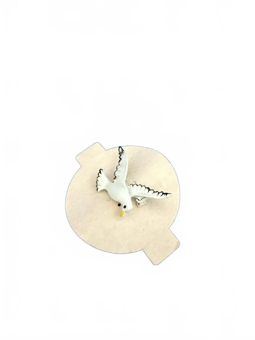 Vintage 1960s Gerry's White Enamel Rhinestone Seagull Bird Brooch